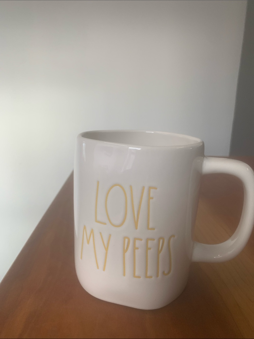 Rae Dunn LOVE MY PEEPS Easter Mug / Office Mug White & Yellow Ceramic Coffee Tea